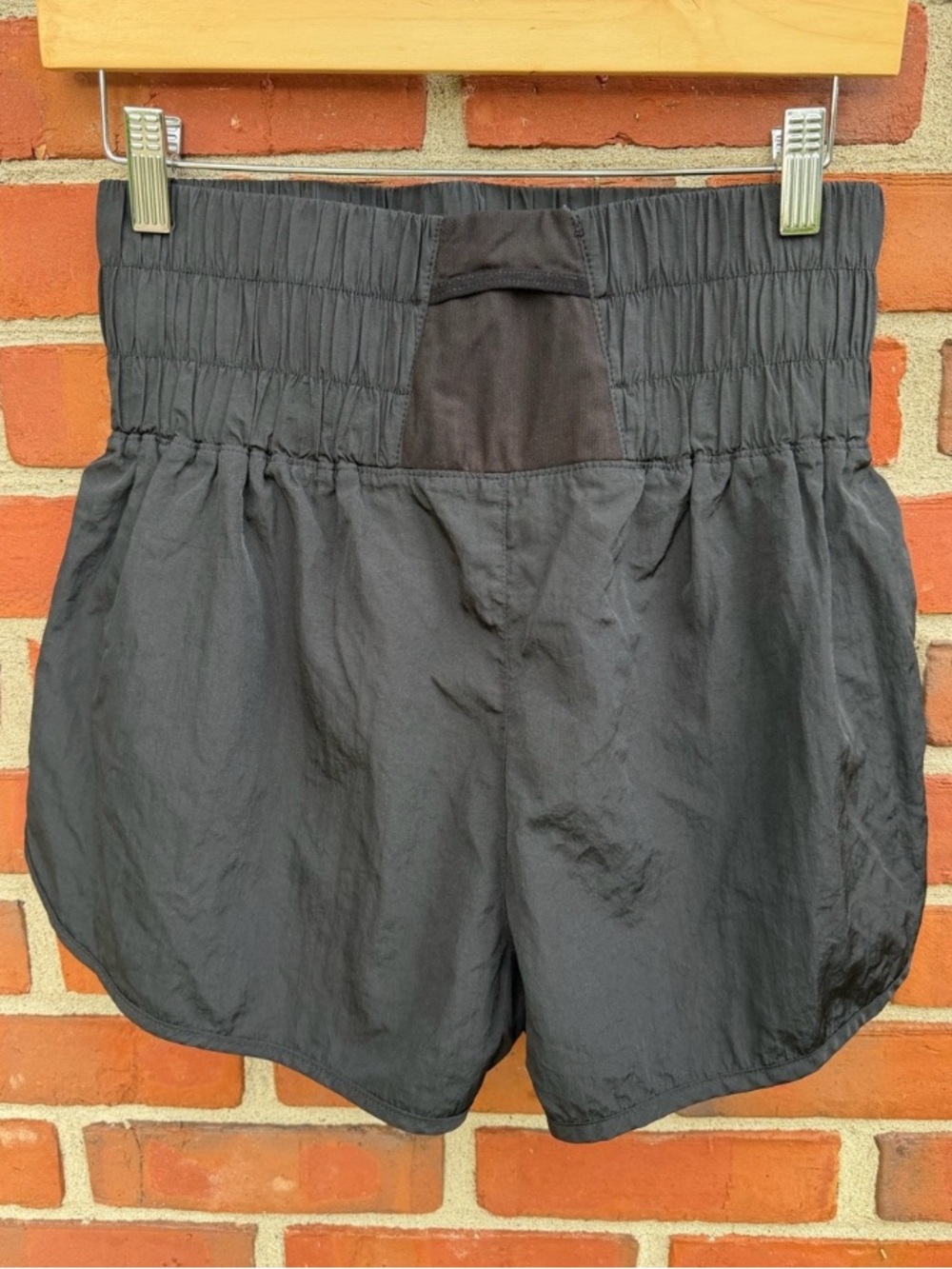 Women's Black High-Rise Athletic Shorts with Smocked Waistband